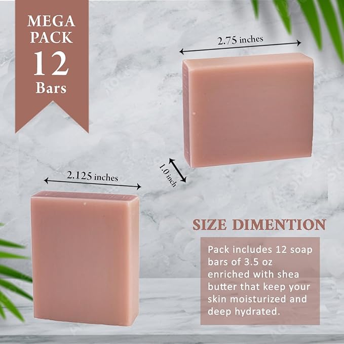 Sweet Pea & Jasmine Scented Natural Soap Bars (12 Bars), 3.5oz Moisturizing French Triple Milled Soap Bars Enriched with Shea Butter - Pure Plant Oil Bath & Body Bars