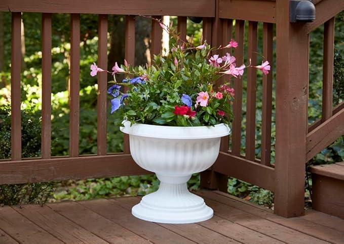 Southern Patio 18" Grecian Urn, White
