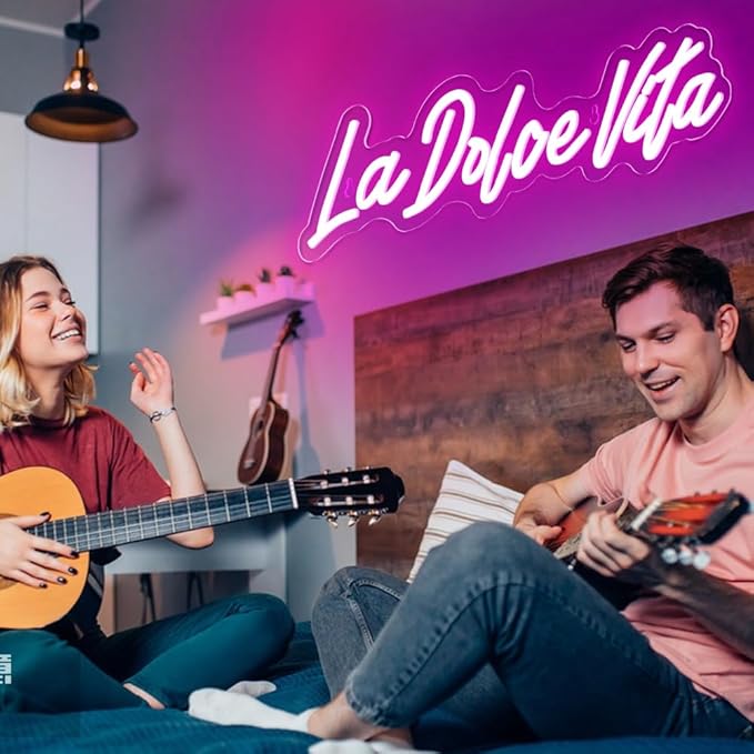 La Dolce Vita Neon Signs for Wall Decor Personalised Neon Lights Sign for Wedding Party Birthday Gift Neon Signs, Beautiful LED Neon Lights for Home Decor Girls Room
