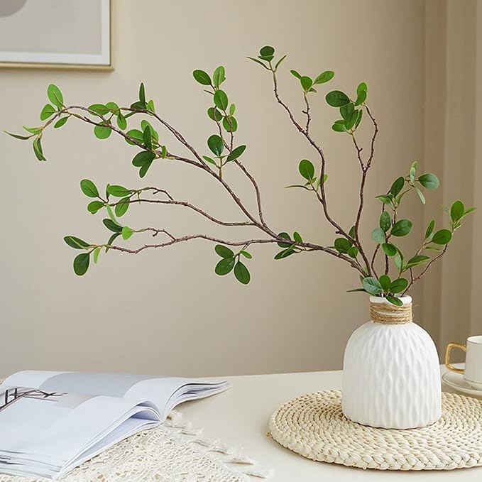 Melorca&Guilla Artificial Plants,6PCS 43.3" Green Faux Branches for Vase,Artificial Plants for Shop Garden Office Home Décor