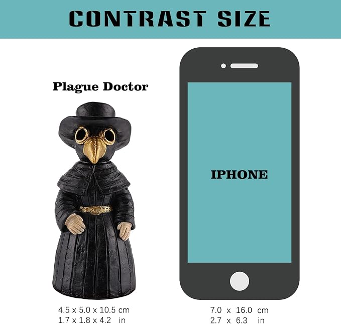 Plague Doctor Incense Burner, Plague Doctor Cone Burner Eyes Will Smoke, Ornament Handmade Craftwork Yoga Room, Desktop Resin Ornament for Home Decoration, Effective Stress & Anxiety Relief.