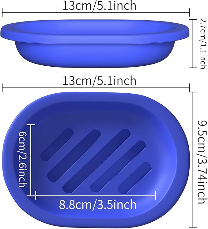 Topsky 2 Pcs Soap Dish Soap Holder for Shower, Soap Dishes Soap Savers for Bar Soap, Soap Bar Holder Shower with Drip Tray, Plastic Double Layer Draining Soap Box for Bathroom Kitchen - Blue