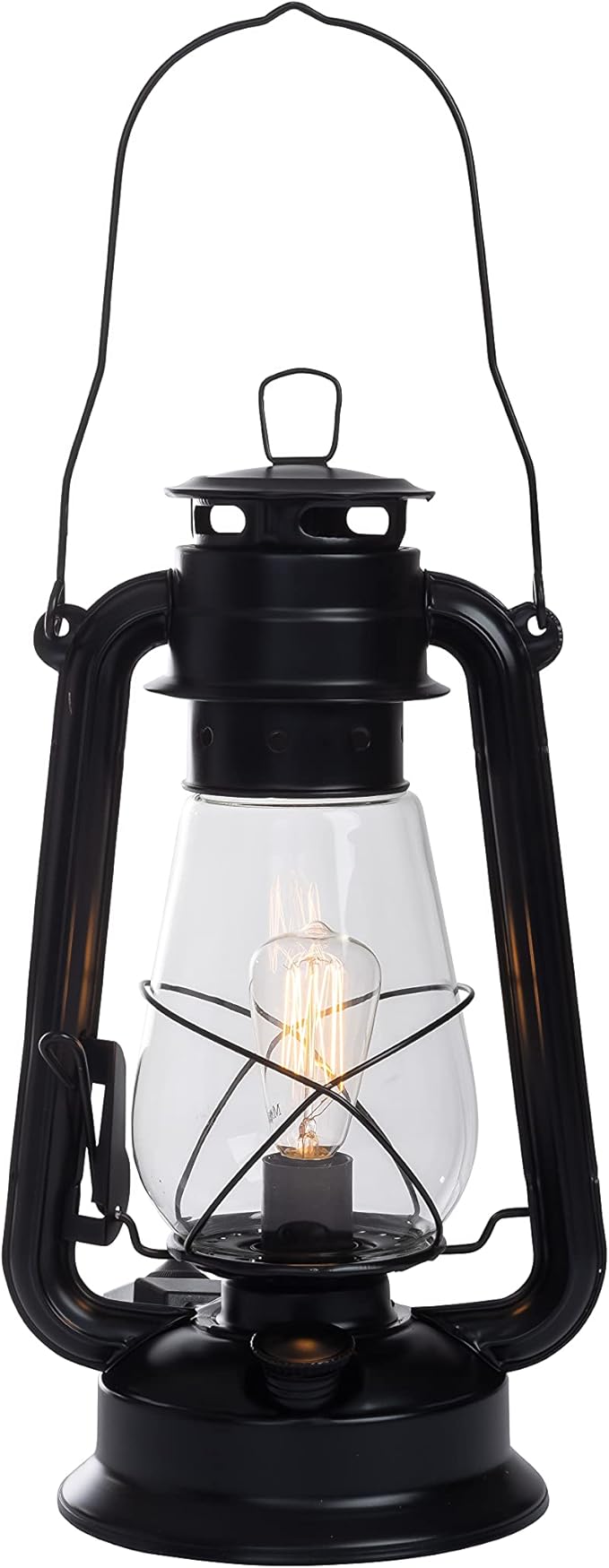 Rustic Farmhouse Lantern Table Lamp: Dimmable, Edison Bulb, Line Cord Dimmer - Medium Body, Rustic Finish, US UL/ULC Canada Safety Listed by Muskoka Lifestyle Products USA