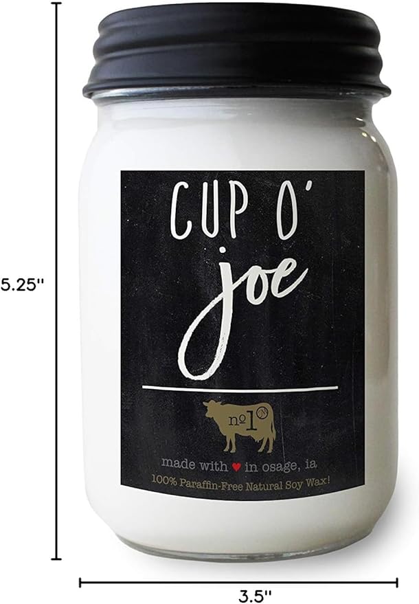 Milkhouse Candle Company - Cup O' Joe - 13oz Beeswax and Soy Candles - Farmhouse Collection - 100% Natural, Paraffin Free, with Premium Fragrance Oil, Glass Jars with Lids