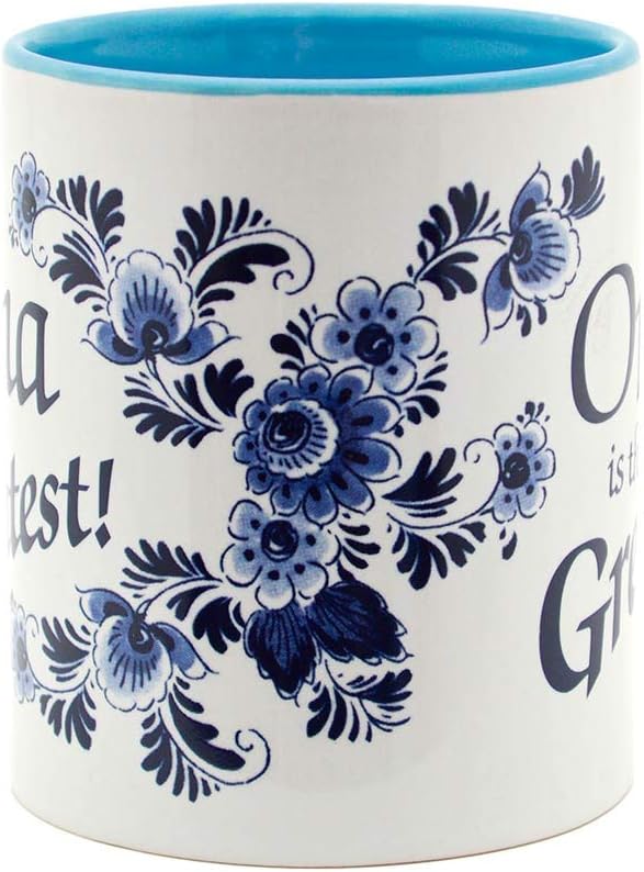 Essence of Europe Gifts E.H.G 12 oz. Ceramic Coffee Mug, Oma is the Greatest Design - Blue Ceramic Mug