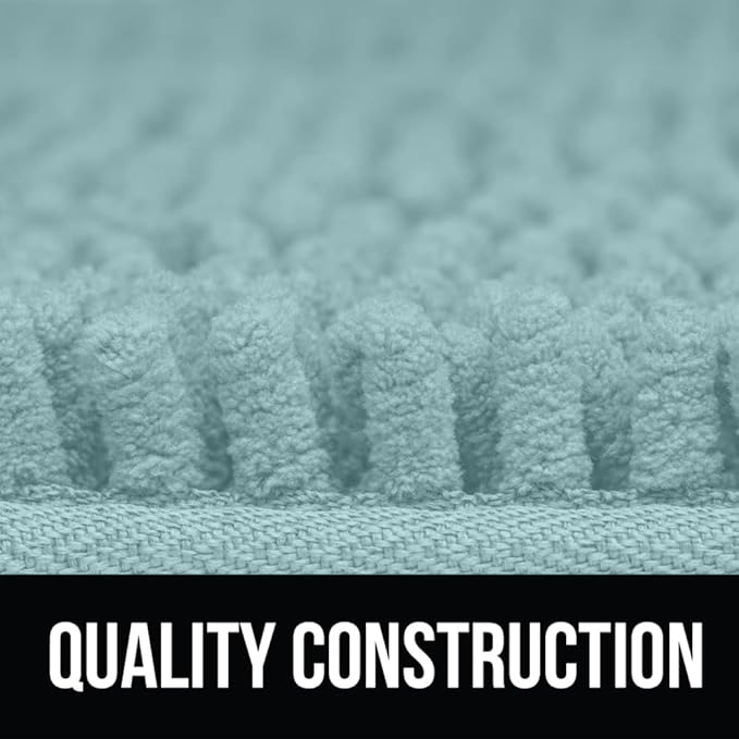 KANGAROO Bathroom Rugs, Chenille Soft Absorbent Bath Rug, Shaggy Shower Mat, Quick Dry Machine Wash Bathmat, Plush Carpet Mats for Tub, Bathtub and Room Home Decor Accessories, 24x17, Seafoam