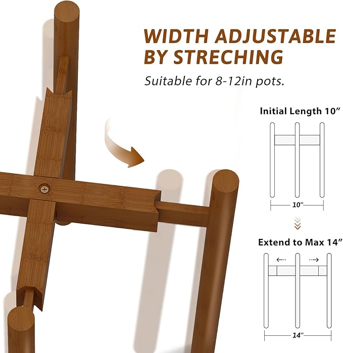 Adjustable Plant Stand Light Brown Tall