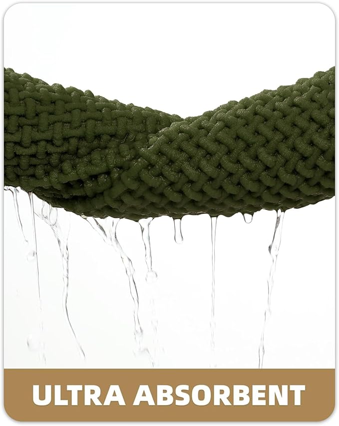 Color&Geometry Chenille Pile Large Bathroom Rugs Upgraded Denser, 24"x36" Non Slip Absorbent Green Bath Mats for Bathroom Thin Fit Under Door, Washable Quick Dry