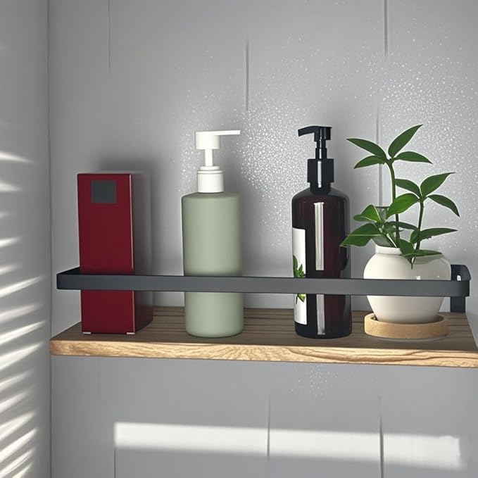 Wood Floating Shelves for Wall,Set of 2 Hanging Shelves with Towel Bar,Decorative Wall Shelves for Bedroom,Living Room,Bathroom,Kitchen