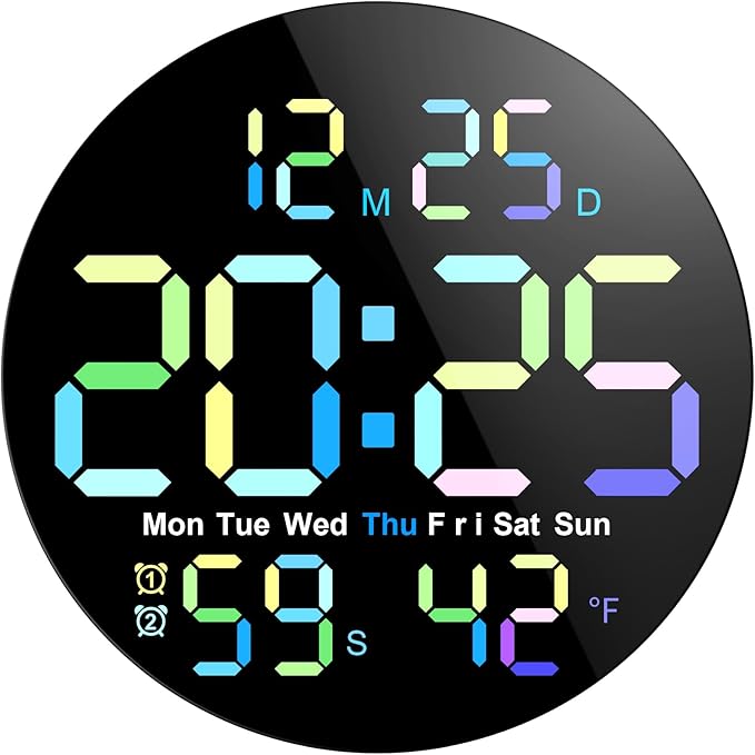 Large Digital Wall Clock, Digital Clock Large Display with Seconds Precision Display Auto Brightness Remote Control Timer Input Muteable Button, LED Clock for for Living Room, Bedroom, Office