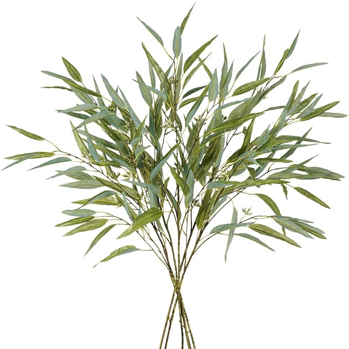 Melorca&Guilla Artificial Plants,6PCS 39" Green Eucalyptus Faux Branches for Vase,Faux Greenery Stems Artificial Plants for Shop Garden Office Home Décor (6, Green Eucalyptus)