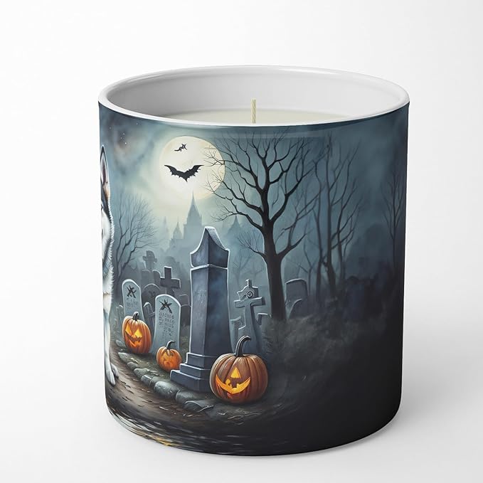 Caroline's Treasures DAC2006CDL Alaskan Malamute Spooky Halloween Decorative Soy Candle Nature Soy Wax Essential Oil Home Decor Ideal for Bedroom Kitchen Bath Office Gift, 10 oz