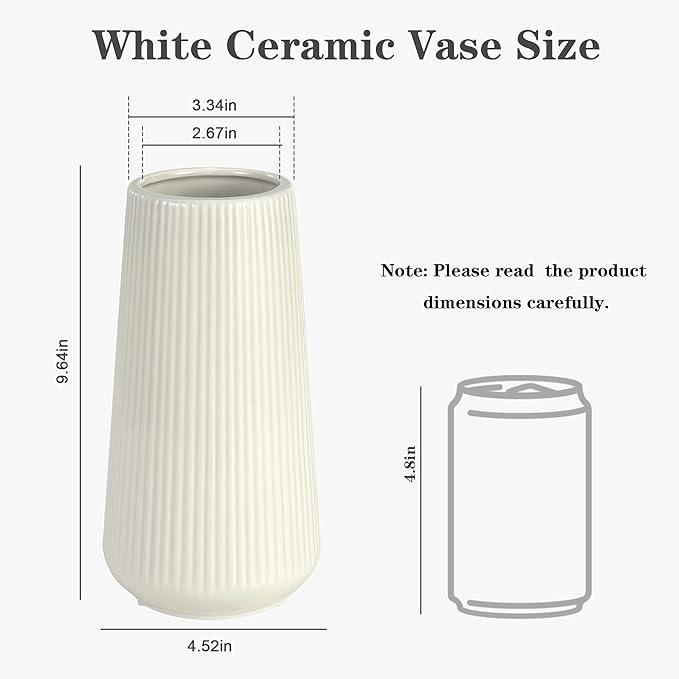 Beige Ceramic Vase, GUKJOB Cute Flower Vase for Pampas Grass, Home, Living Room, Dining Table, Farmhouse, Office Decor, Bedroom, Table, and Kitchen Shelf (XL Beige)