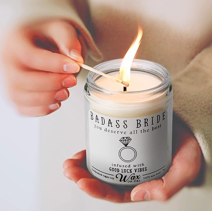 Badass Bride Gifts - Lavender Scented Candles Jar Tribe Gift, Funny Candle for Bridal Shower, Soy Candle