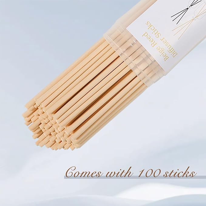 Reed Diffuser Sticks - Reed Sticks -Diffuser Refills - Natural Essential Oil Aroma Diffuser Sticks Rattan Wood Replacement for Aroma Fragrance 100 PCS(19cm*3.5mm Beige Color)