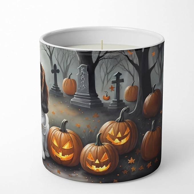 Caroline's Treasures DAC2029CDL Cavalier Spaniel Spooky Halloween Decorative Soy Candle Nature Soy Wax Essential Oil Home Decor Ideal for Bedroom Kitchen Bath Office Gift, 10 oz