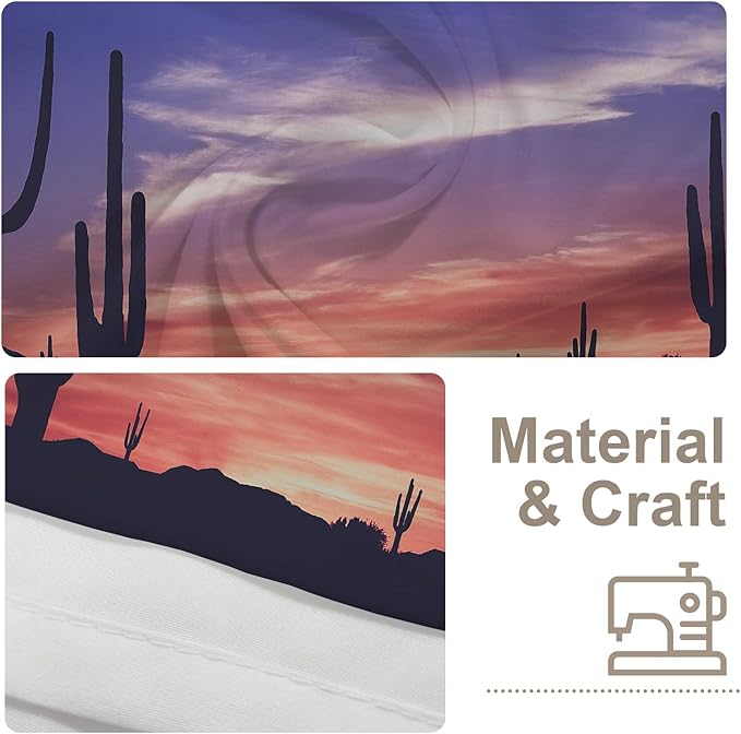 BaoNews Desert Sunset Landscape Tapestry,Colorful Sunset in Arizona Desert Large Wall Hanging Polyester Tablecloths Tapestry Bedroom Room Living Room Dorm 82.7 x 59.1 Inches