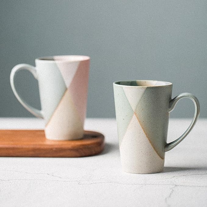 Ceramic Coffee Mugs, Reduction Flame Craft, 10oz, Vintage Tea Cups with Handle for Office/Home, Handmade Pottery Mug, tall mugs, Dishwasher and Microwave Safe. (Blue)