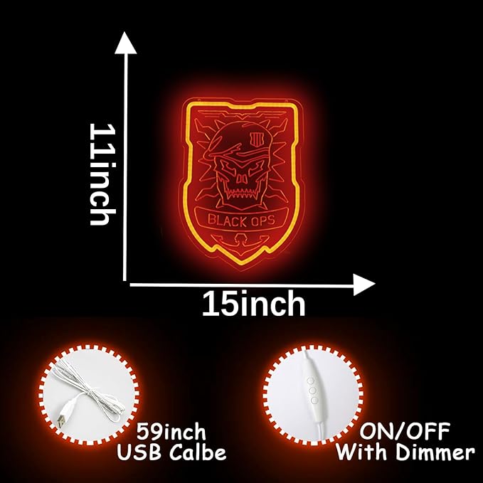 Shooting Gameing Neon Signs Call Neon Duty Lights for Men Cave Wall Decor,Dimmable War Game LED Neon Signs for Bedroom, Game Room Decor,Birthday Bar Pub Teen Boy Gifts