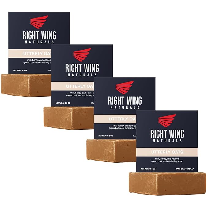 Right Wing Naturals Bar Soap Gift Set for Men | Handcrafted Cold-Pressed | Handmade Organic Soap for Men | Most Popular Flavors | Natural Scented Men’s Bar Soap| Pack of 4 Bars