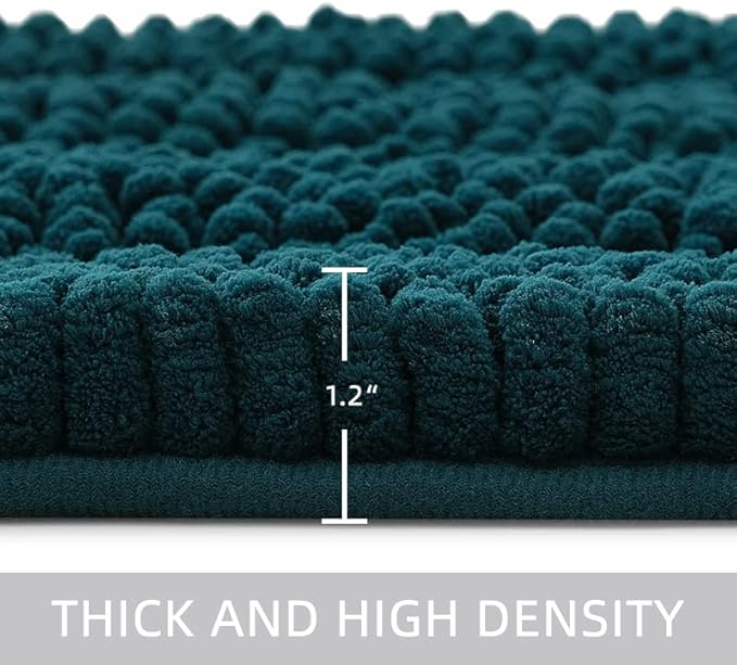 Bath Mat for Bathroom Ultra-Soft Machine Washable Rugs for Shower Room with Non-Slip Backing Shaggy Absorbent Luxury Chenille Bath Rug Perfect for Tub Sink Bedroom Door (16"x24", Cyan)