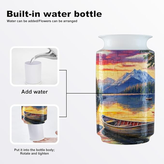 3D Puzzle Vase Unique Flower Vase for Adults Made by 162 Crved Plastic Puzzle, Relax Puzzles for Adults, DIY Jigsaw Creative Gift for Parents & Housewarming