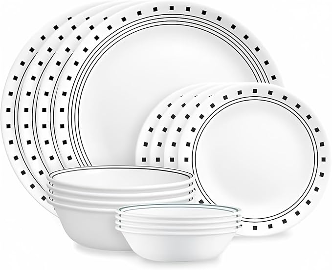 Corelle® City Block 16-piece Mugless Dinnerware Set, Service for 4