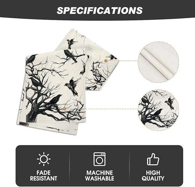 Artoid Mode Silhouette Tree Crows Halloween Table Runner, Branches Fall Kitchen Dining Table Decoration for Outdoor Home Party 13x48 Inch