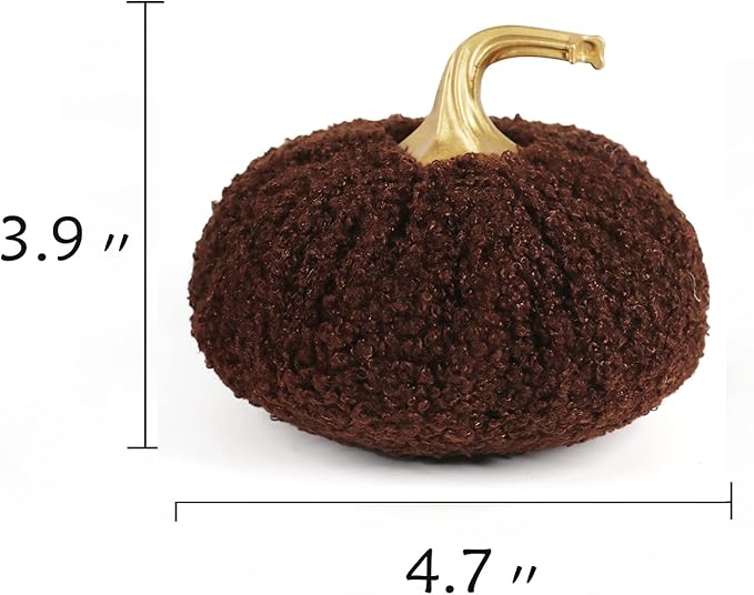 Ogrmar 6 Pack Fabric Artificial Pumpkins Set Teddy Velvet Decoration Pumpkins Lifelike Harvest Pumpkins for Halloween Fall Harvest Festival, Thanksgiving Decoration