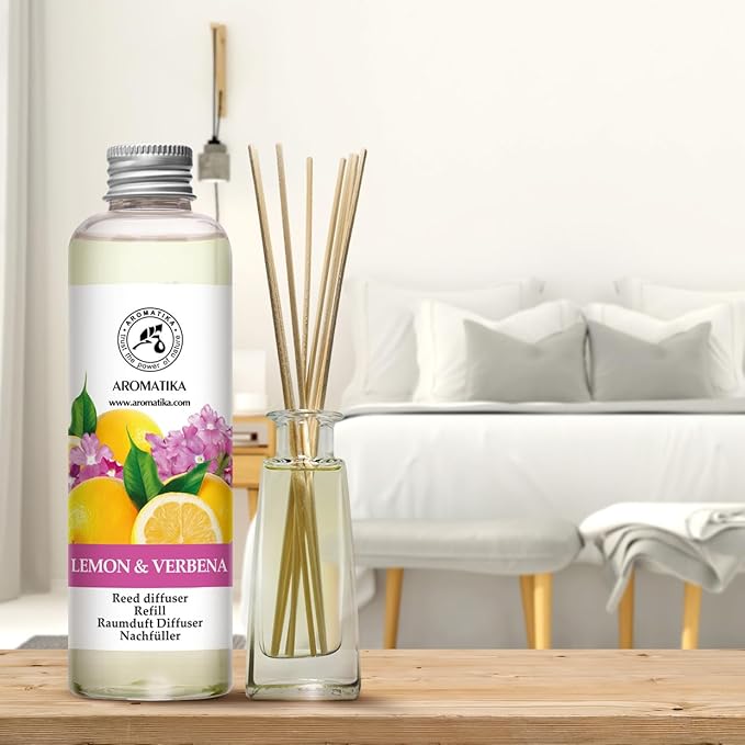 Lemon & Verbena Refill Reed Diffuser 6.8 Fl Oz - Room Diffuser Refill - Home Fragrance - Room Freshener - Fresh and Long Lasting Fragrance