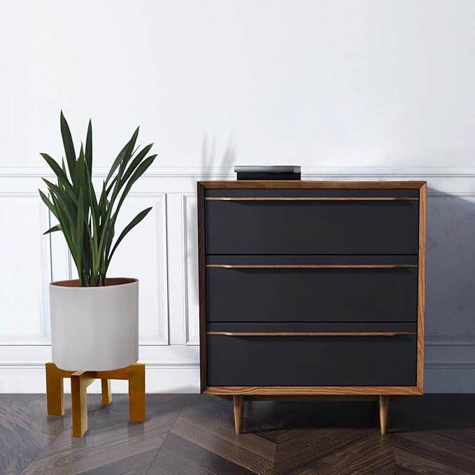 2 Pack Plant Stand Indoor Outdoor, Mid Century Plant Stand for Indoor Plants, Wood Modern Plant Holder Rattan Flower Plant stool, Low Short Boho Rustic Planter Stand, Fit 5-15 Inch Pot
