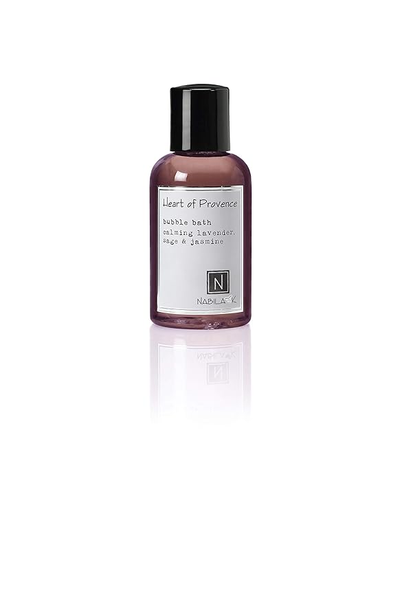 Heart of Provence Travel Size Bubble Bath with Lavender, Sage & Jasmine Scent by Nabila K - Essential Oils, Natural Ingredients for Sensitive Skin, Gentle, Moisturizing - Luxury for Women & Men, 2 oz