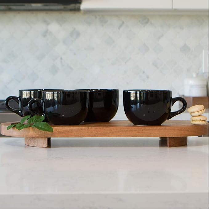 Serami Oversized Ceramic Coffee Mug with Handle - Large 22 oz Cup, Perfect for Latte, Cappuccino, Soup, Cereal - Ideal for Everyday Use - Ceramic Bowl Set, Large Coffee Mug Set (Black 4 Pack)