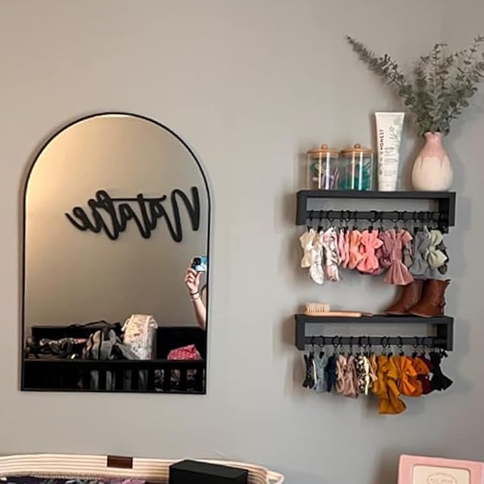 Gneric Floating Shelves for Wall, Black Nursery Book Shelves, 15.7 inch Kids Bookshelf, Wall Shelves for Living Room Bedroom Decor,Kitchen Spice Rack,Bathroom Storage Rack(2 Pack)