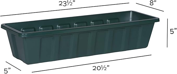 Novelty Poly-Pro Plastic Flower Box Planter, Hunter Green, 24-Inch