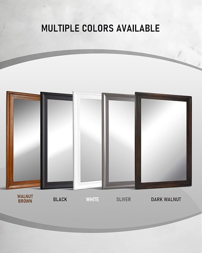 CULER White Wood Wall Mirror for Bathroom,Rectangle 20 x 30 inch Hanging Vatiny Mirrors with Wooden Frame for Living Room,Bedroom,Entryway