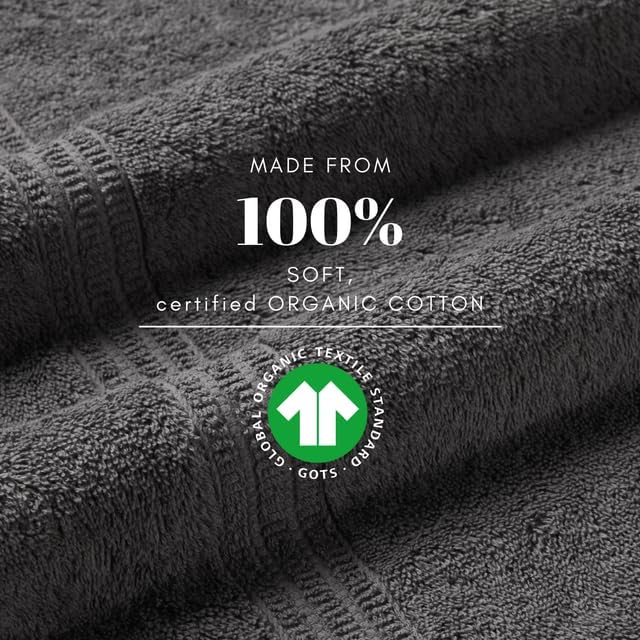 HOMELOVER 8 Piece Towel Set - 100% Organic Cotton, 2 Bath Towels, 4 Hand Towels, 2 Washcloths - 500 GSM, Hotel & Spa Quality, Soft, Quick Dry, Highly Absorbent Bathroom Essentials (Coal Gray)