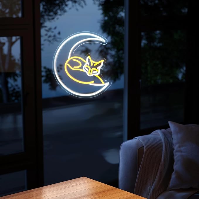 Fox Neon Sign, Neon Sign for Wall Décor, Animal Neon Lights LED Sign Dimmable Fox Light Up Signs for Wall Decor Bedroom Kids Room Neon Wall Art Fox Decor Gifts