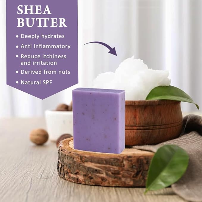Lavender with Flowers Scented Natural Soap Bars (5 Bars), 3.5oz Moisturizing French Triple Milled Soap Bars Enriched with Shea Butter - Pure Plant Oil Bath & Body