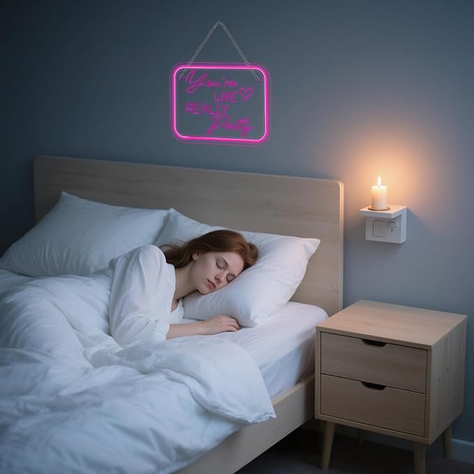 Lucunstar You're Like Really Pretty Neon Sign,Pink Led Neon Light for Wall Decor,Light Sign for Wedding Dimmable Switch USB Powered with Neon Lights for Bedroom,Home Decor