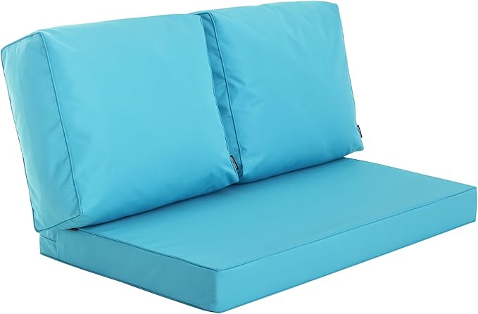 Outdoor Loveseat Cushion, Waterproof Fade & Tear Resistant Seat and Backrest Cushion Set for Patio Furniture,46x24 Inch, Teal