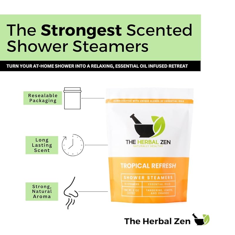 Tropical Refresh Shower Steamers Aromatherapy with Citrus Essential Oils,Made in the USA Shower Bomb Aromatherapy, Self Care Gift, Spa Day Gifts, Birthday Gifts, Gift for Her