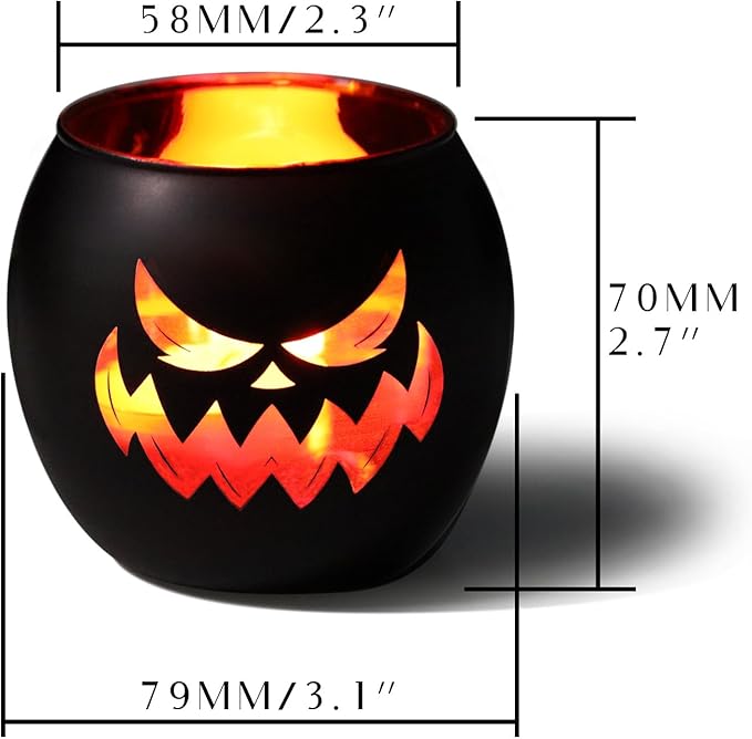 Black Halloween Table Centerpieces Candle Holders 6PCS, Jack O Lantern Tealight Votive Candle Holders, Indoor Halloween Decorations for Mantel Coffe Table Decor