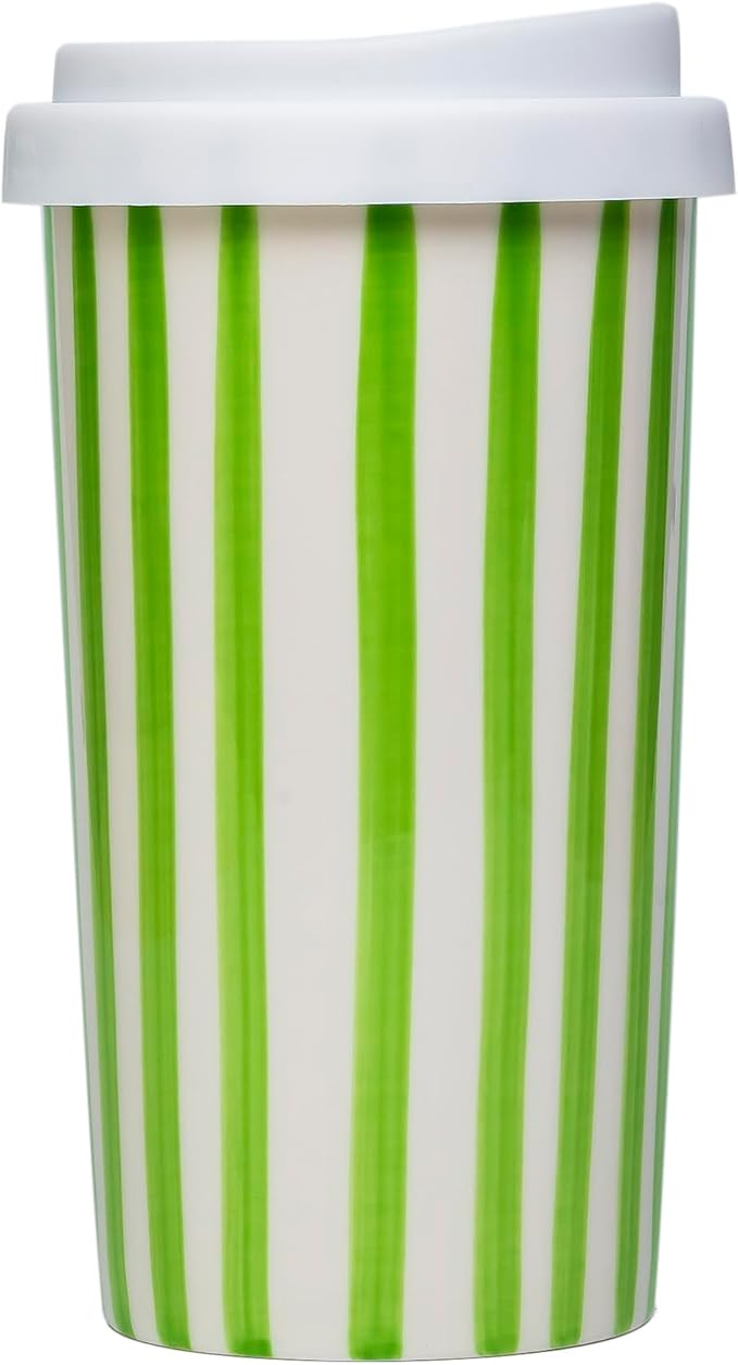 Millie 12oz Ceramic Travel Coffee Mug - Stylish Tumbler with Lid, Microwave & Dishwasher Safe Ceramic Travel Mug with Lid- Unique Gift Idea for Women & Men Who Love Coffee on the Go