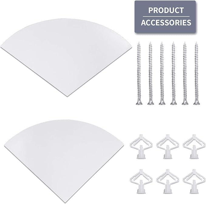 11 Inch Set of 2 Corner Wall Mounted Floating Shelf White,for Kitchen Room ,Living Room,Bathroom and Any Wall Corner Decor Display.