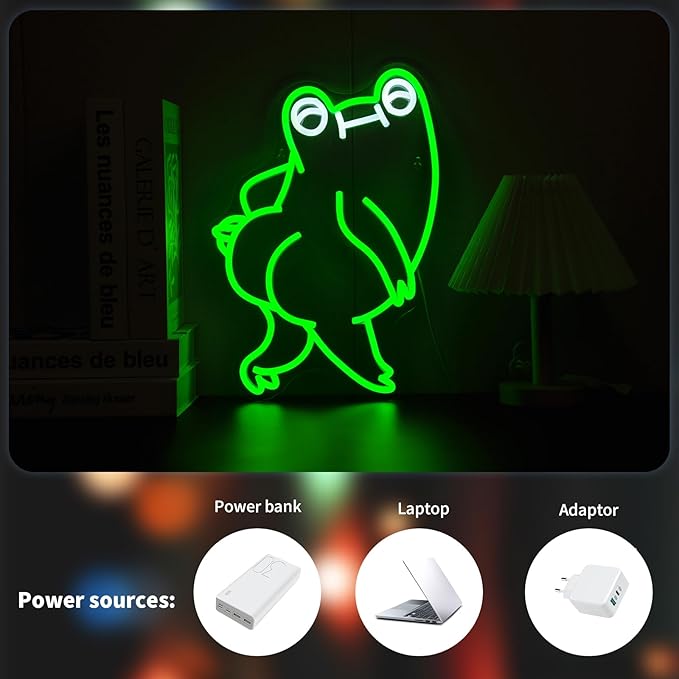 Funny Frog Neon Sign for Wall Decor Led Neon Signs Light Bar Decor Up Sign Room Decor Neon Lights Sign Frog Decor USB Powered for Man Cave Decor Frog Lamp