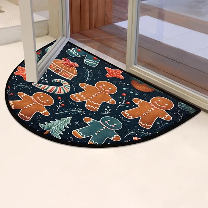 Half Round Doormat Indoor Entrance Mat Bathroom Carpet Absorbent Floor Mat Kitchen Mat Christmas Decorative Carpet Cute Cookies