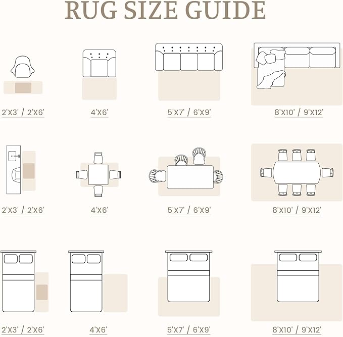 8x10 Area Rug Living Room: Washable Boho Geometric Moroccan Rug Neutral Modern Farmhouse Indoor Soft Non Slip Ultra Thin Large Printed Pattern Carpet for Bedroom Home Office (BeigeBrown, 8'x10')