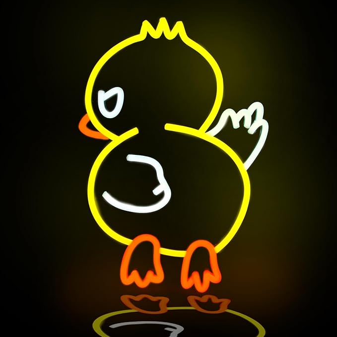Duck Off Neon Signs for Wall Decor Yellow White LED Light Sign for Preppy Room Decor Light Up Sign for Birthday Party Decoration USB Powered