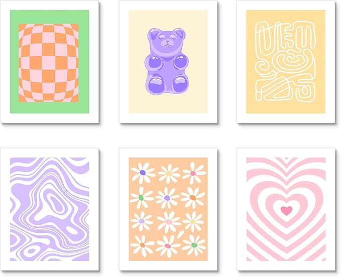 Habseligkeit Posters for Room Aesthetic, Danish Pastel Wall Art Posters, Preppy Pink Room Decor, Cute Room Decors for Girls Aesthetic Bedroom(8x10inch, Unframed